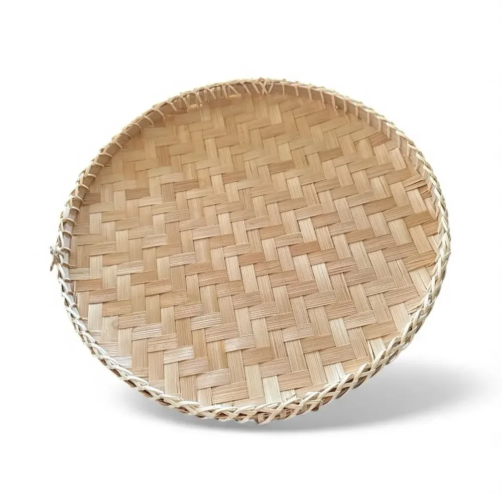 Ann Lee Designs handwoven round bamboo basket trays 2 for the price of 1